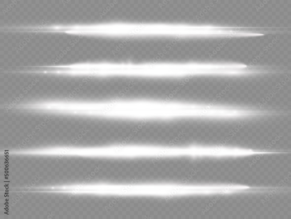 Horizontal light rays, flash white horizontal line