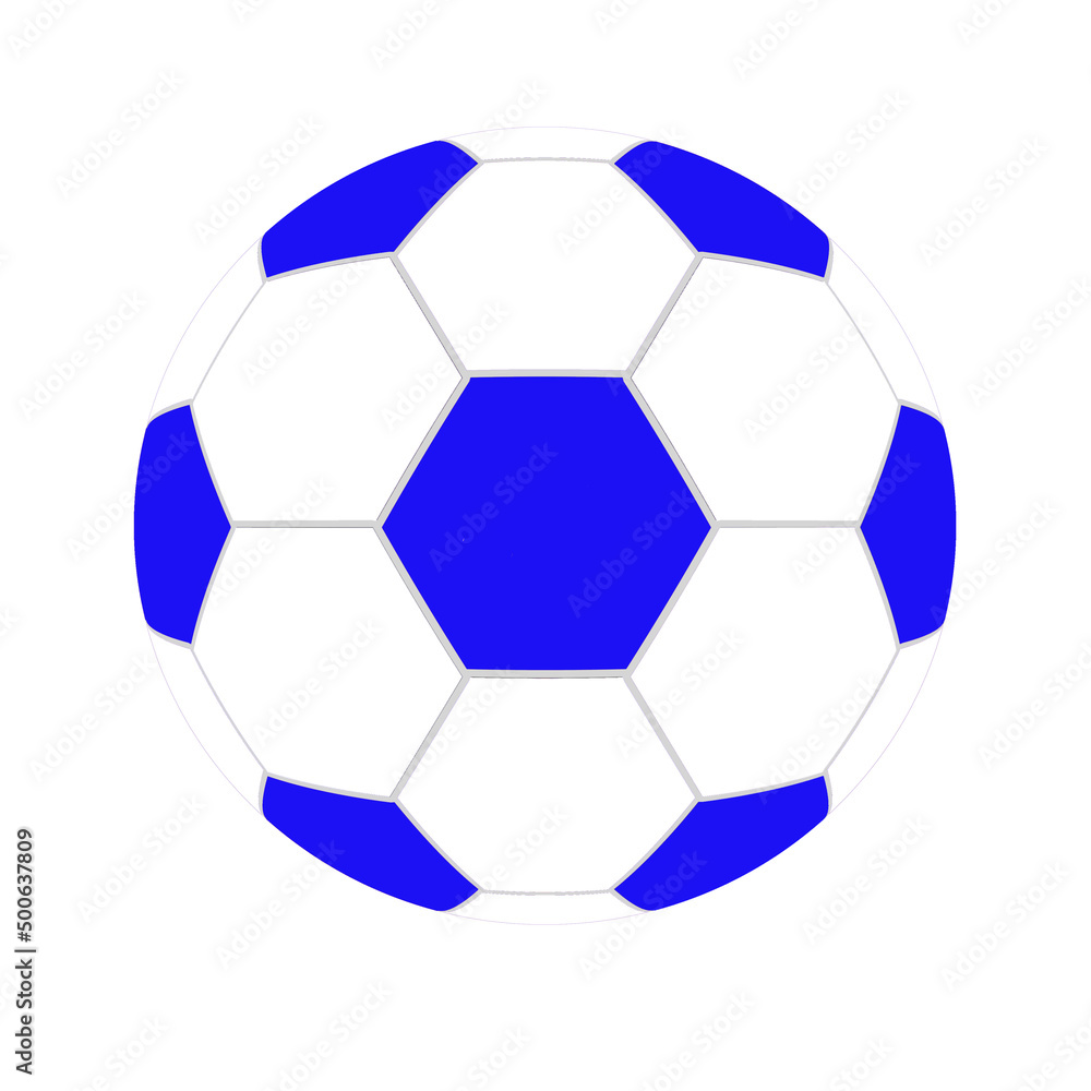 Fototapeta premium A blue and white soccer ball illustration on a white background.