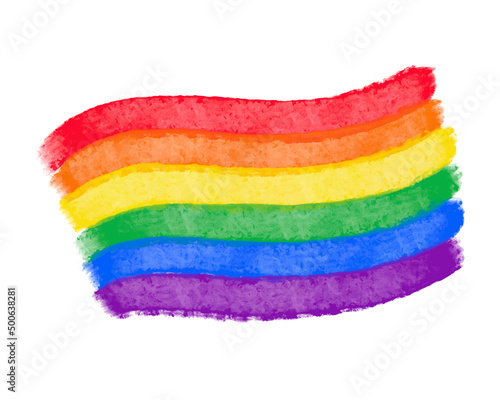 Cute vector rainbow watercolor paint textured, colorful stripes in color of LGBT community. Artistic watercolor hand drawn paint brush background template for Pride Month, LGBTQ celebration design.