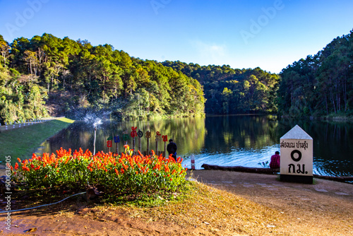 Pang Oung national park, lake and forest of pine trees in Mae Hong Son, Thailand