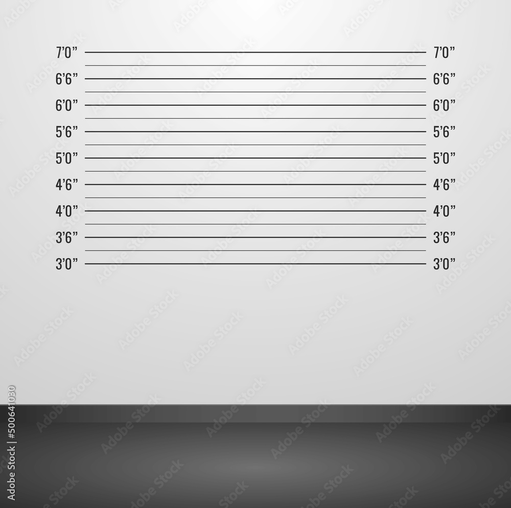 Vector illustration room with police mugshot background. Police lineup background with inch scale. Police mugshot board template. Vector illustration room with police mugshot background. Police lineup background with inch scale. Police mugshot board template.