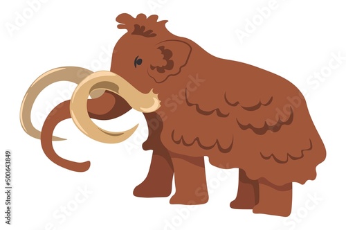 Mammoth with tusks, extinct animals from past