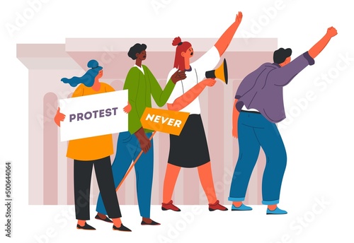 People protesting, protesters shouting on meeting