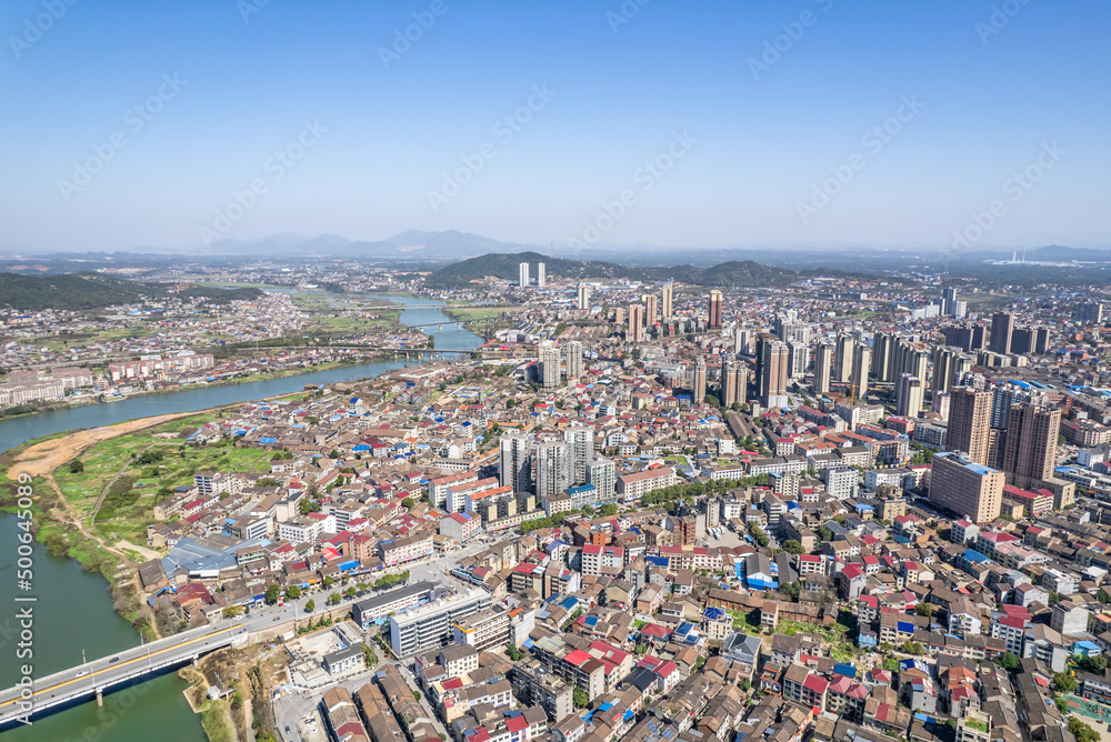 Aerial scenery of Liling city, Hunan, China