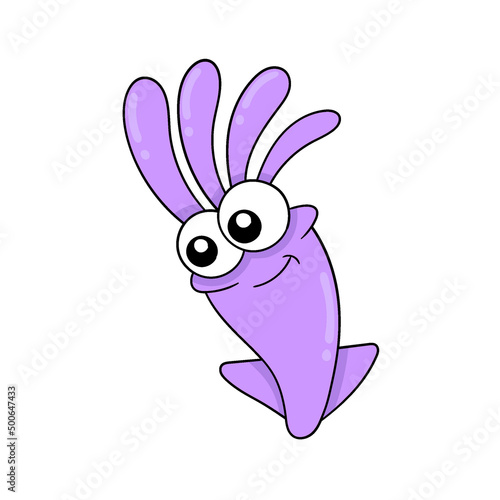 cute smiley face purple squid, doodle icon image kawaii