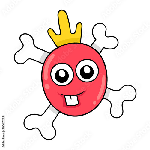 cute scallop toothed creature, doodle icon image kawaii