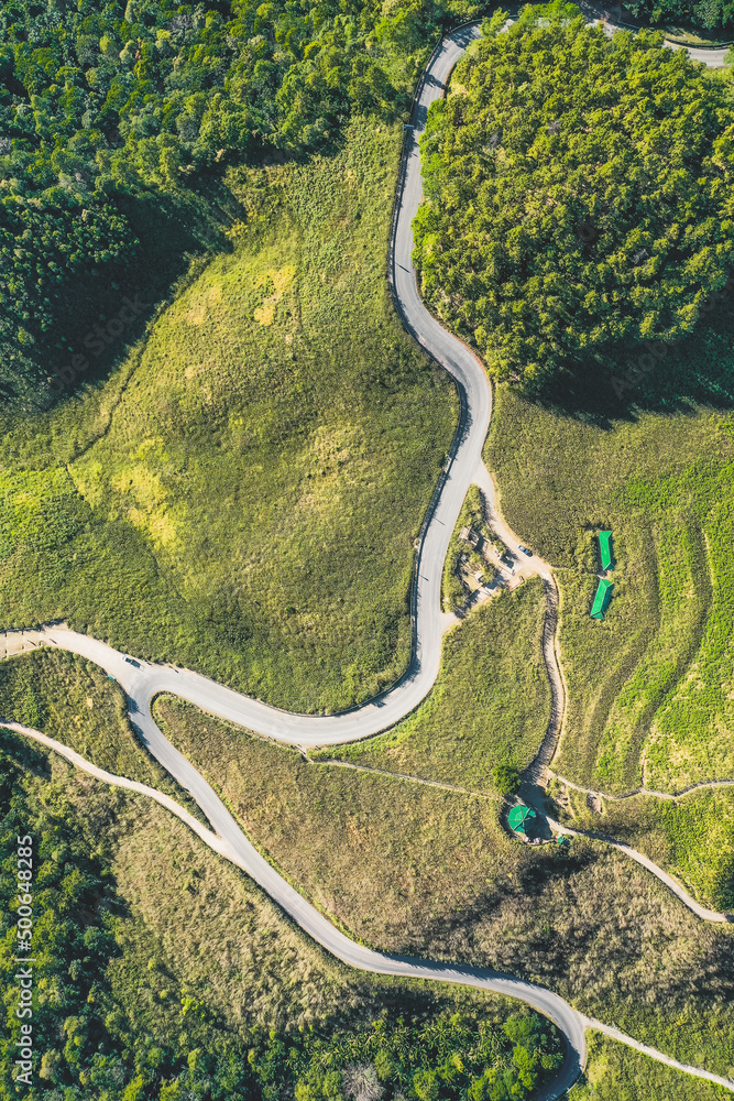 Aerial view of Thung Bua Tong Fields in Mae Hong Son, Thailand Aerial view of Thung Bua Tong Fields in Mae Hong Son, Thailand