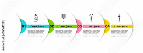 Set line Spray can, Hairbrush, dryer and Pipette. Business infographic template. Vector