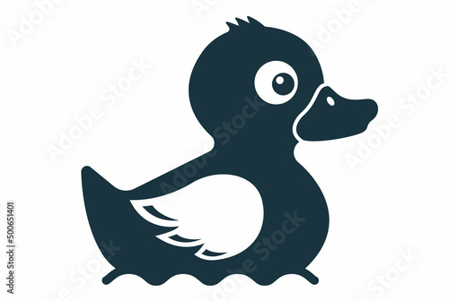 black icon small icon floats on the waves. flat vector illustration.