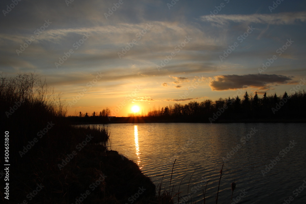 sunset over lake, Pylypow Wetlands, Edmonton, Alberta