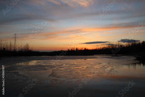 Fototapeta Naklejka Na Ścianę i Meble -  Sunset Afterglow, Pylypow Wetlands, Edmonton, Alberta