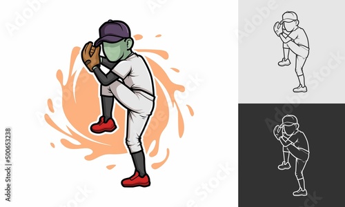 baseball pitcher cartoon vector