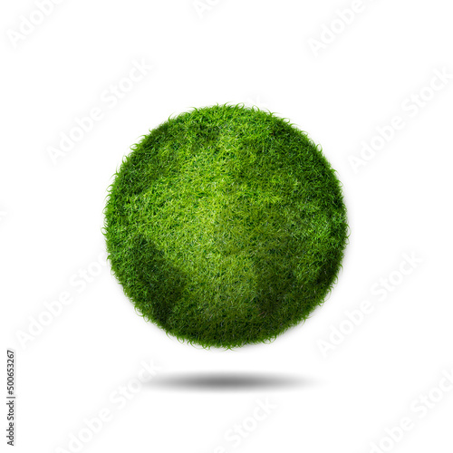 Fototapeta Naklejka Na Ścianę i Meble -  Green planet earth covered with grass, world environment day