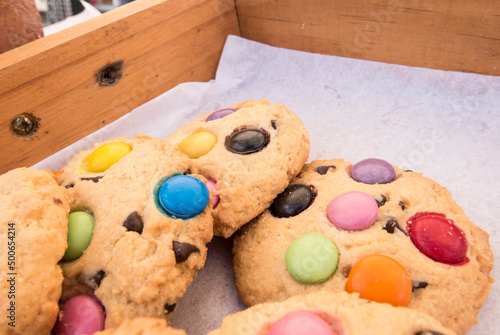 smartie cookies at a farmers market