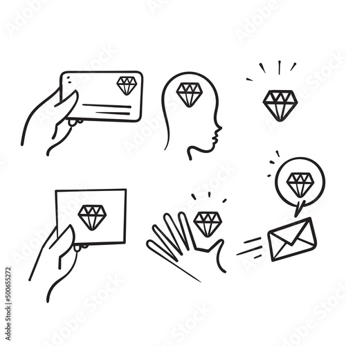 hand drawn doodle VIP vector line icons set illustration icon