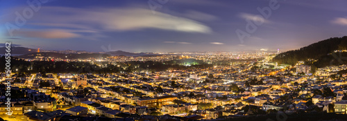 Panorama of San Francisco's Suburban Landscape at Night