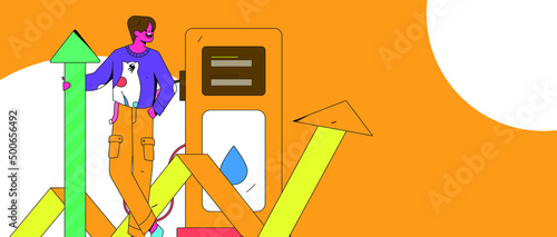 Refueling car with credit card vector creative concept illustration
