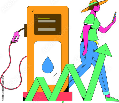 Refueling car with credit card vector creative concept illustration
