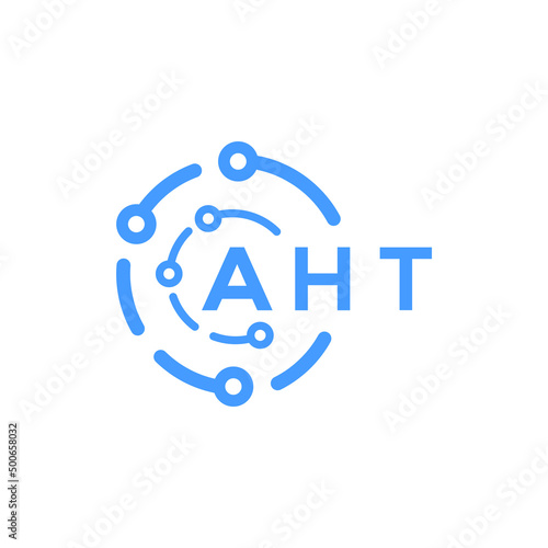 AHT letter technology logo design on white  background. AHT creative initials letter logo concept. AHT letter technology design. photo