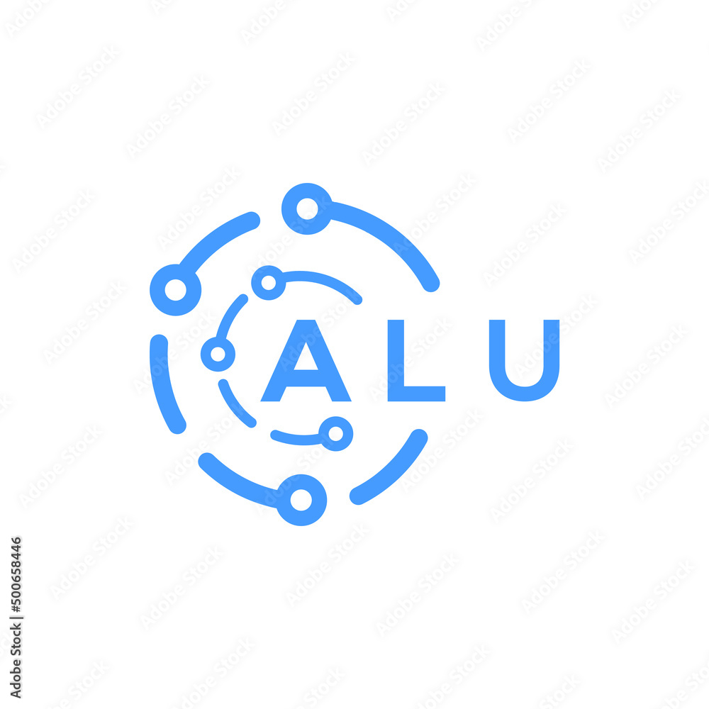 ALU letter technology logo design on white background. ALU creative initials letter logo concept. ALU letter technology design. ALU letter technology logo design on white background. ALU creative initials letter logo concept. ALU letter technology design.