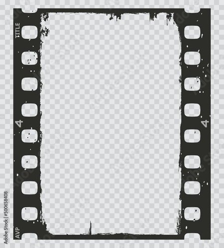 Fotografiet Grunge movie film strip, filmstrip frame background, vector old photo negative