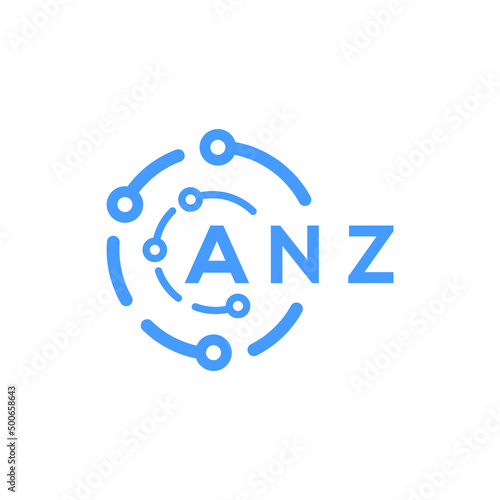 ANZ letter technology logo design on white  background. ANZ creative initials letter logo concept. ANZ letter technology design. photo