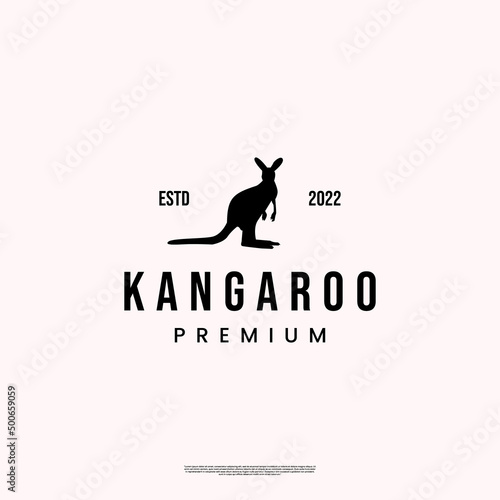silhouette of kangaroo logo design vintage