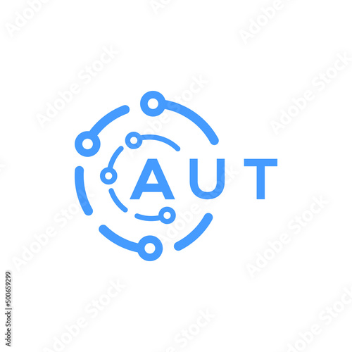 AUT letter technology logo design on white  background. AUT creative initials letter logo concept. AUT letter technology design.