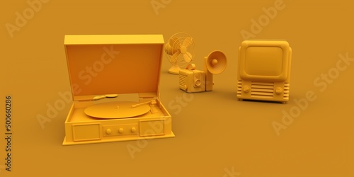 Vintage thing concept 3d illustration in yellow color © Kosvintseva