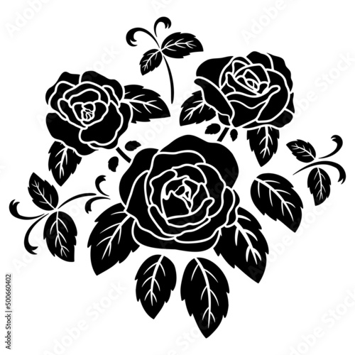 silhouette black rose flower decoration