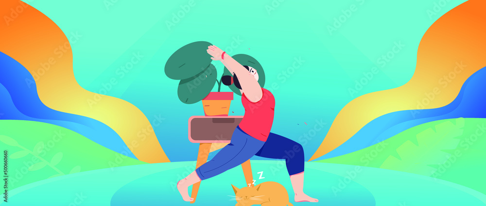 Yoga workout vector creative concept illustration
