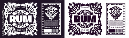 Template decorative label for rum