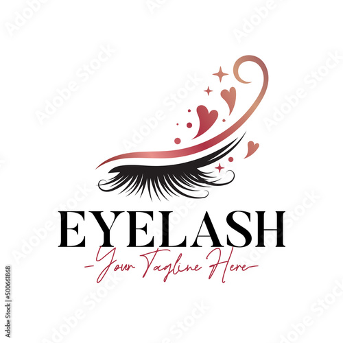 Eyelash feminine beauty rose gold logo template