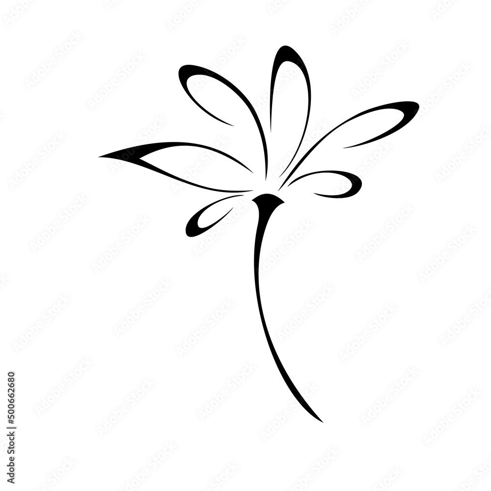 one stylized blooming flower on a short stalk without leaves. graphic decor