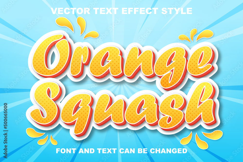 orange squash extract juice 3d editable text effect font style template