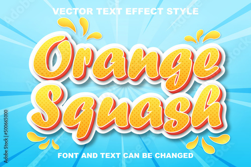 orange squash extract juice 3d editable text effect font style template