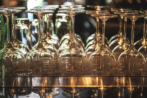 Glass putting on the table in the bar