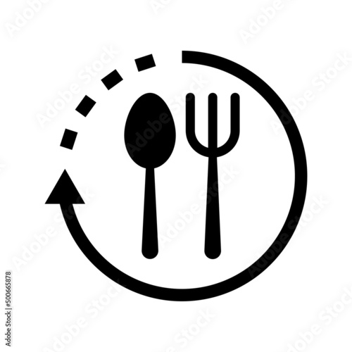 Intermittent food fasting with clock line art vector icon for food.