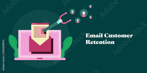 Email marketing - customer retention - inbound strategy  conceptual web banner template.