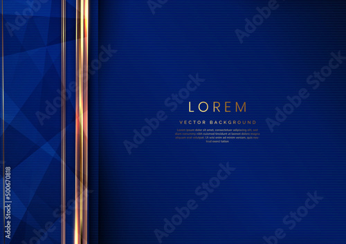 Abstract luxury golden lines diagonal overlapping on dark blue background. Template premium award design.