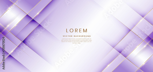 Abstract luxury white and soft purple elegant geometric diagonal overlay layer background with golden lines.