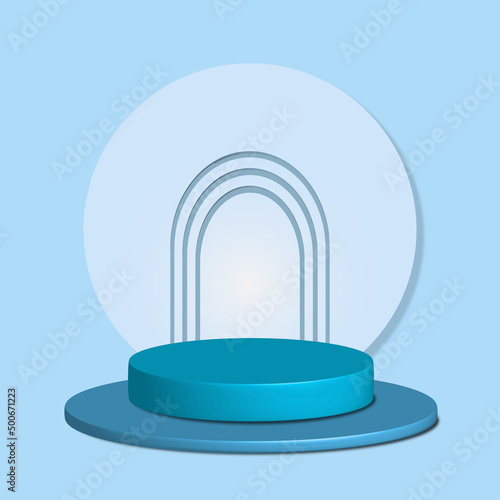 3D stage model to expose blue items or writing Art & Illustration
