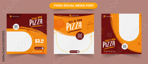 Set of delicious food menu restaurant promotion for social media post banner flyer square and simple editable vector template