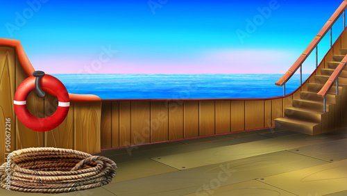View of the open sea from the deck of the ship 01