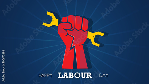 Happy Labour Day 1st May background for men hand. workers day poster, banner and template design vector illustration.