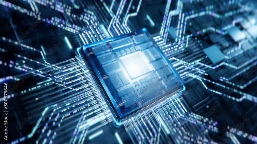 Concept Advanced Microprocessor Chip Connecting with a Motherboard and