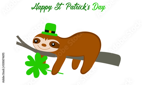 slooth st patrick,s day illustration vector photo