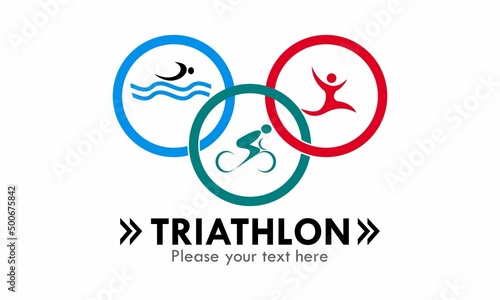 Triathlon symbol logo design template illustration