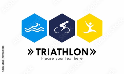 Triathlon symbol logo design template illustration