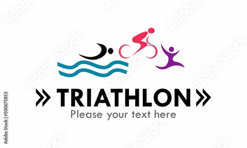 Triathlon symbol logo design template illustration